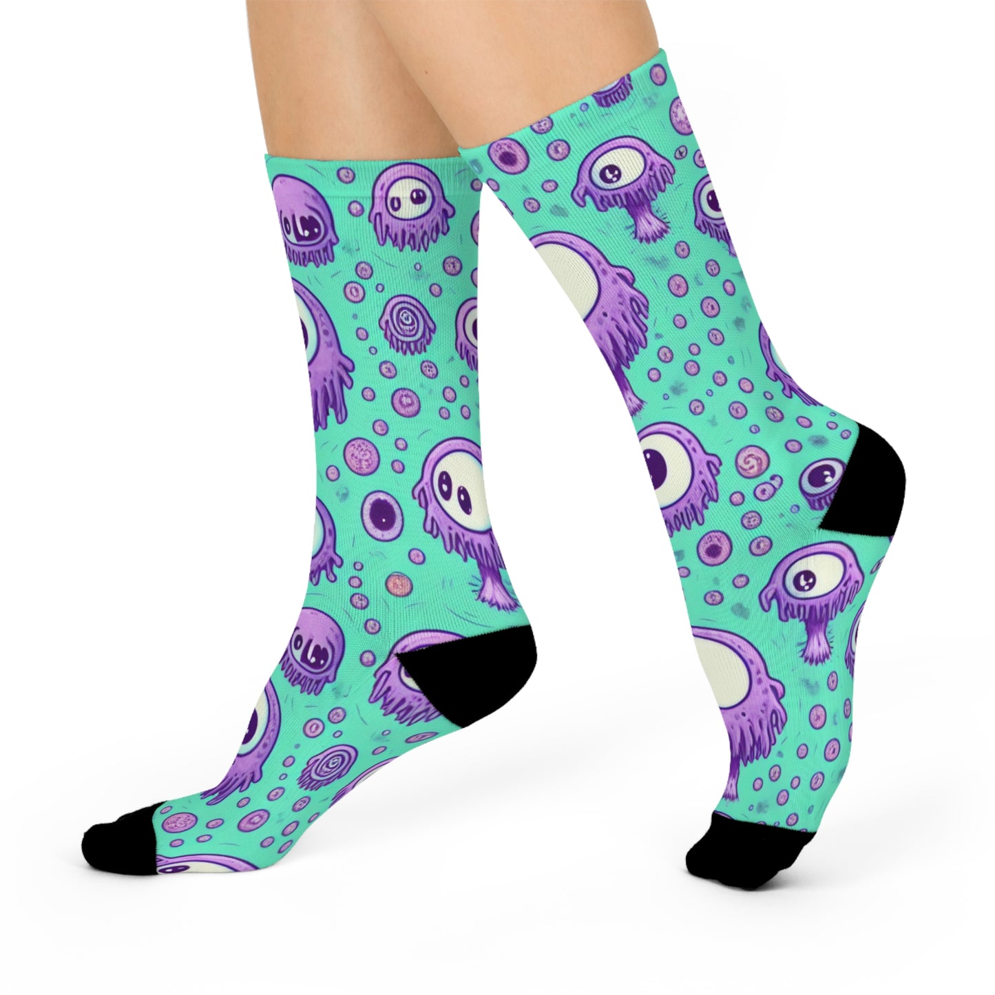 Purple Drippy Mushroom Cushioned Crew Socks