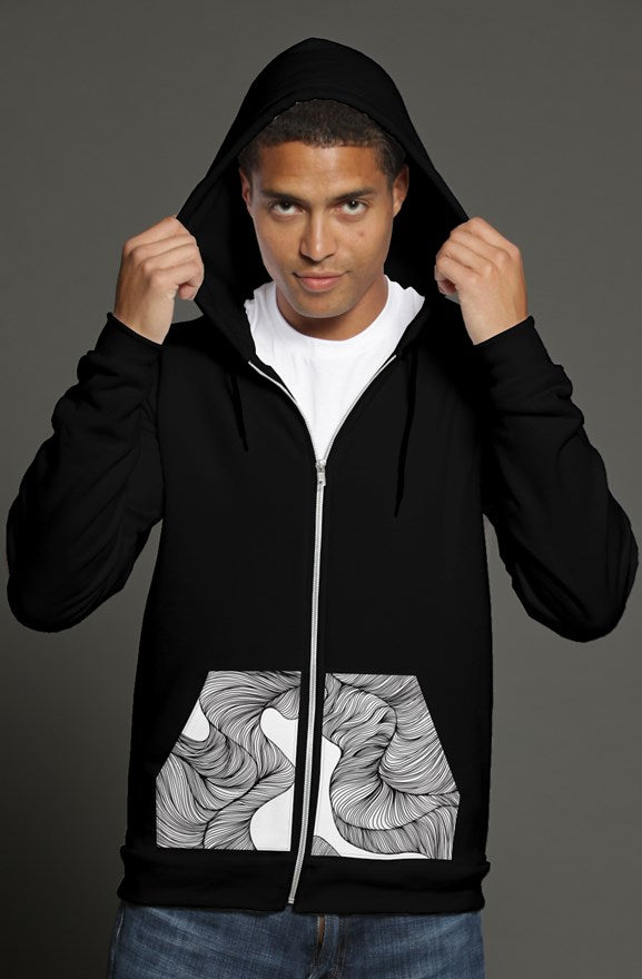 lines pocket zip hoodie