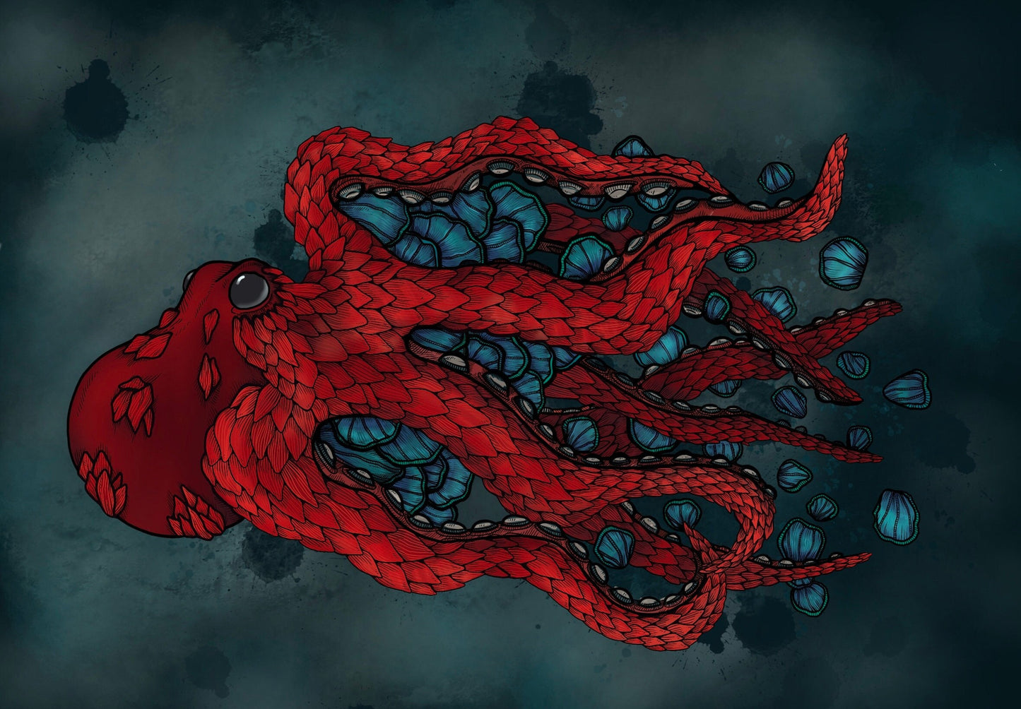 Red Octopus (The Collector) Sticker