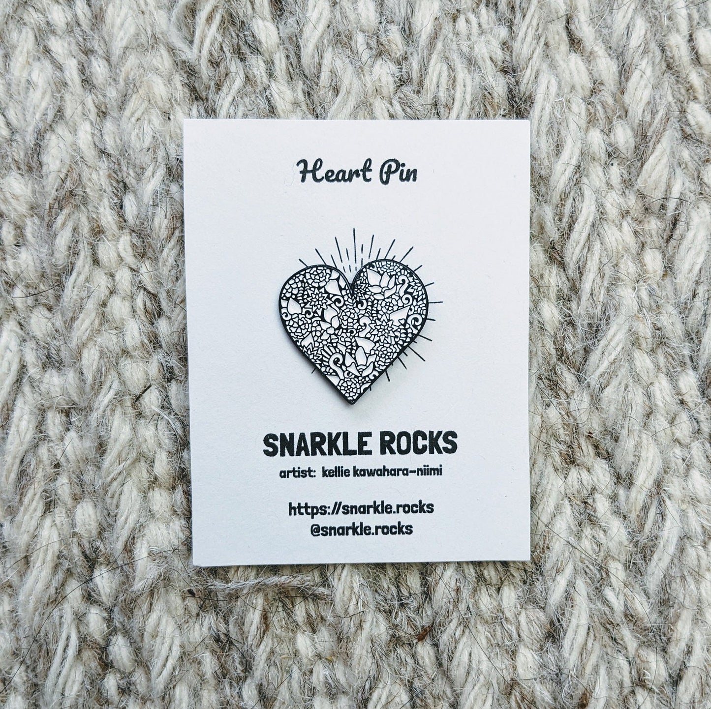 Enamel Abstract Doodle Heart Pin