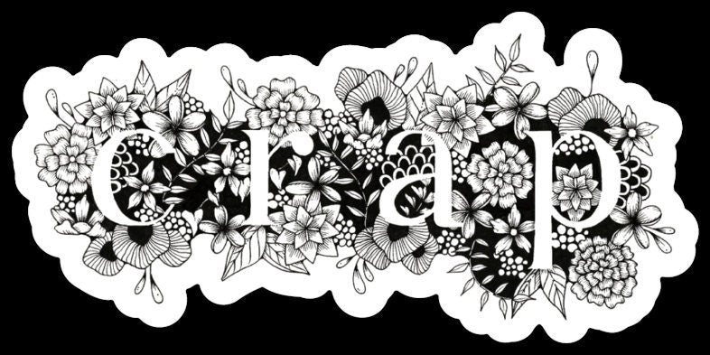 Floral Doodle "Crap" Sticker