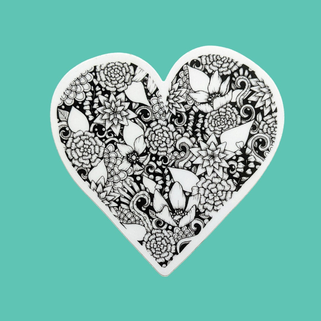 Abstract Botanical Heart Sticker
