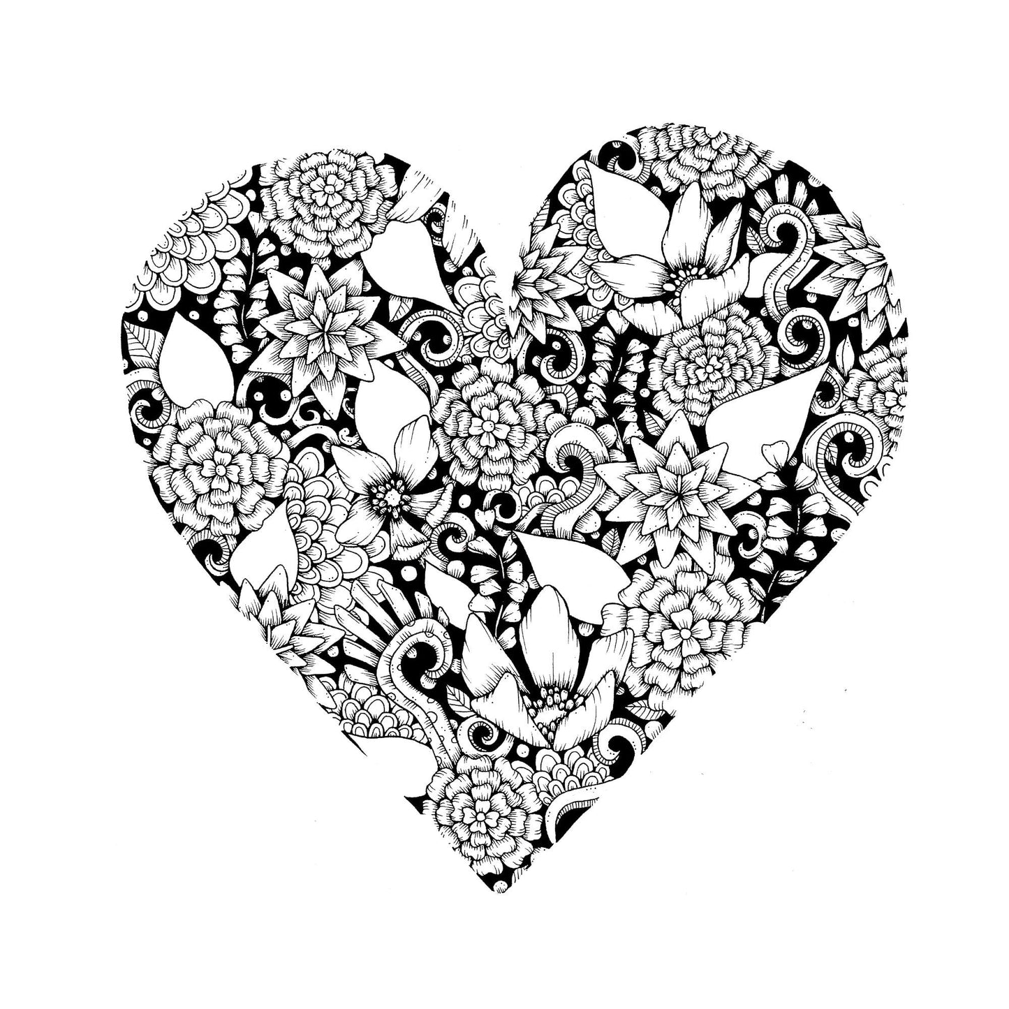 Abstract Botanical Heart Sticker