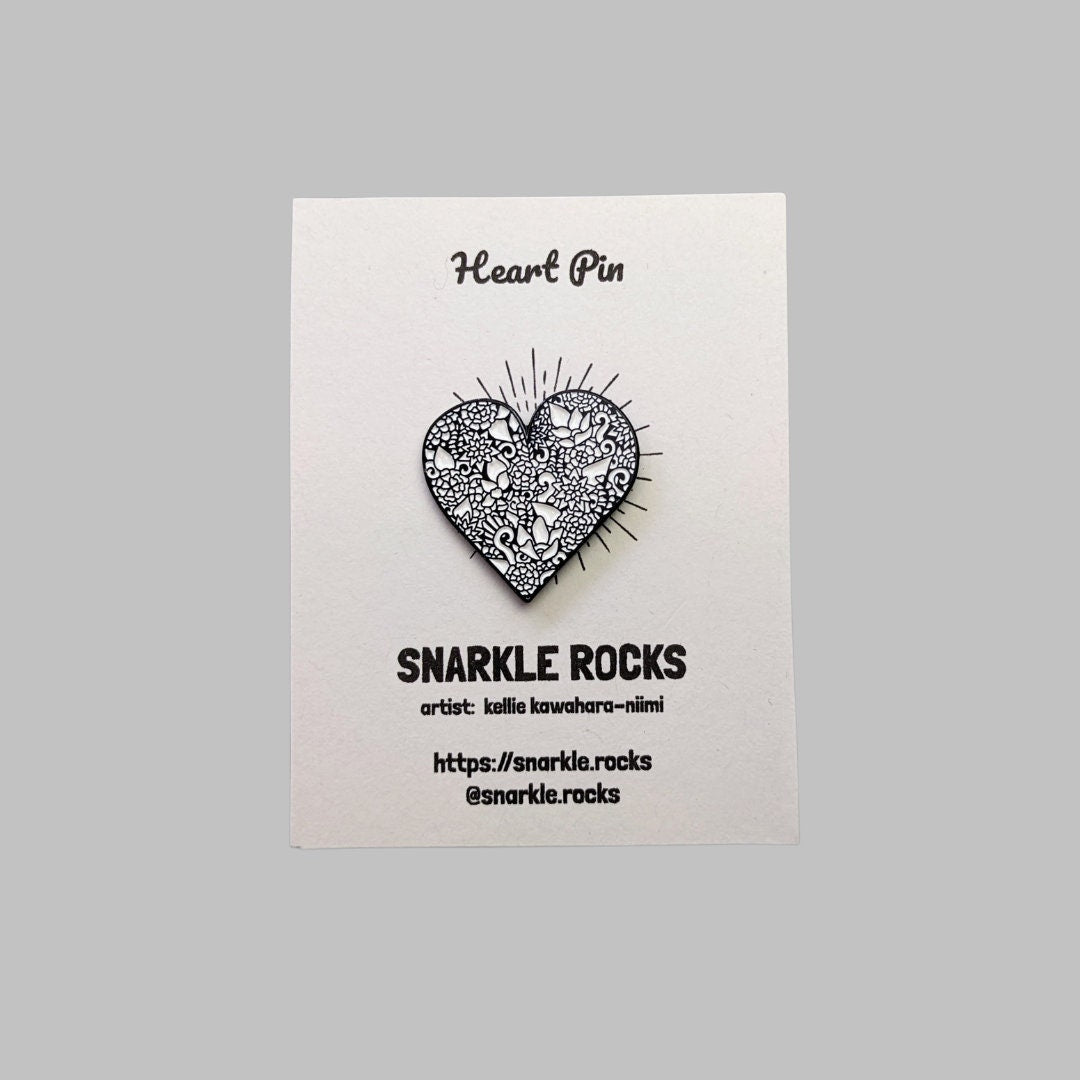 Enamel Abstract Doodle Heart Pin