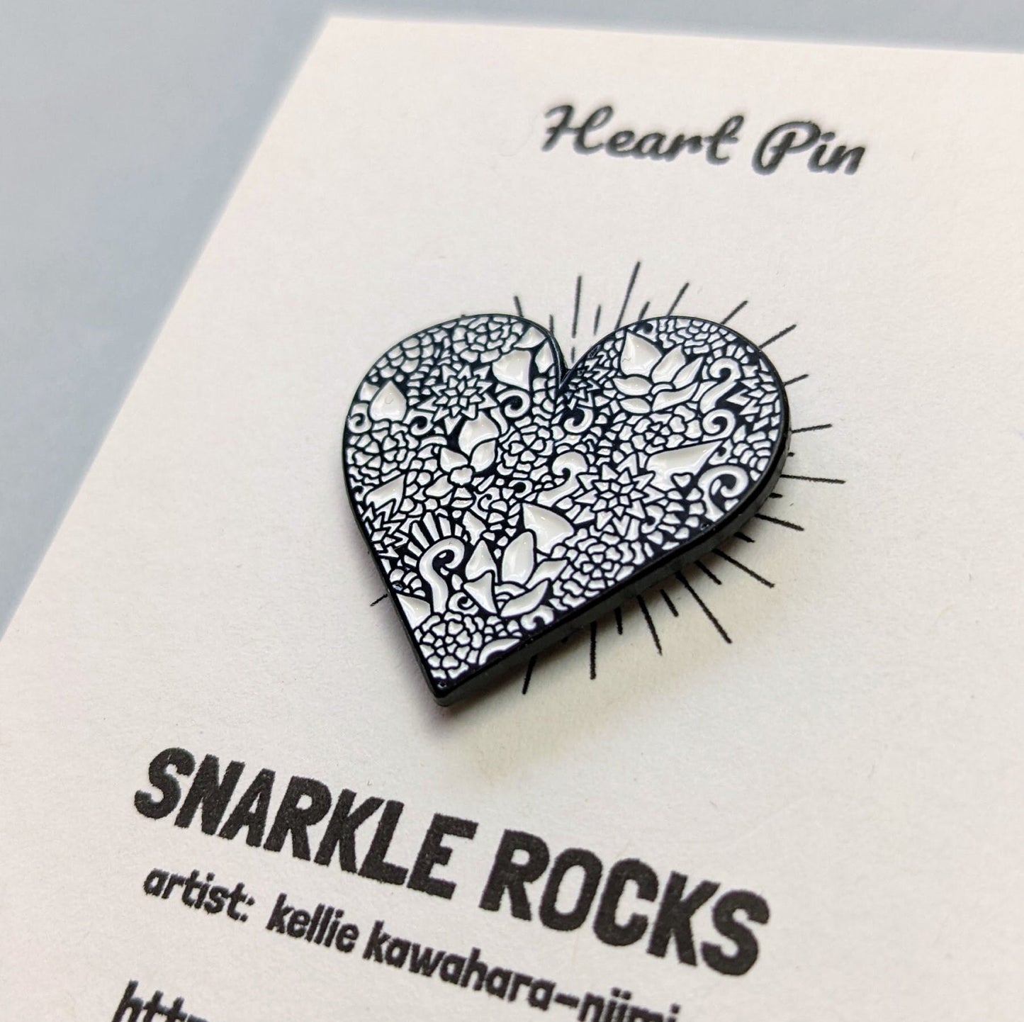Enamel Abstract Doodle Heart Pin